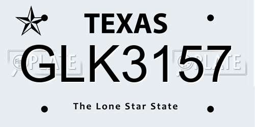 GLK3157 Texas License Plate