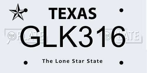 GLK316 Texas License Plate