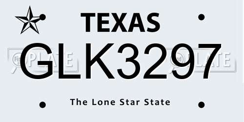 GLK3297 Texas License Plate