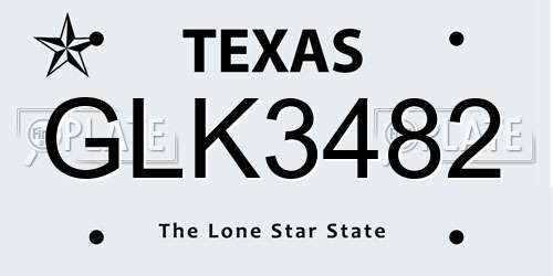 GLK3482 Texas License Plate