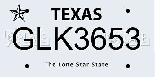 GLK3653 Texas License Plate