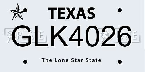 GLK4026 Texas License Plate