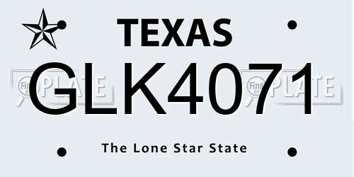 GLK4071 Texas License Plate