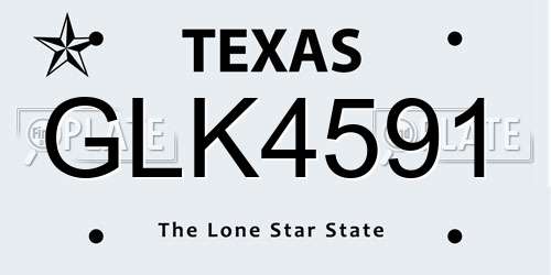 GLK4591 Texas License Plate