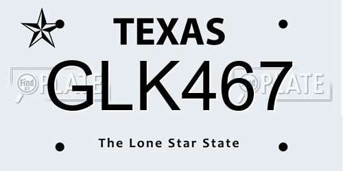 GLK467 Texas License Plate