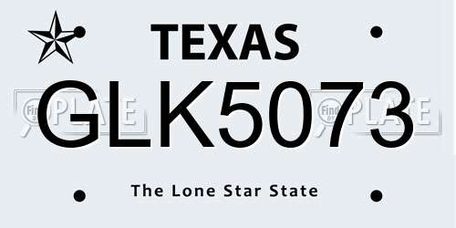 GLK5073 Texas License Plate