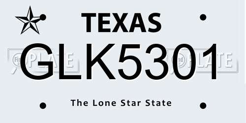 GLK5301 Texas License Plate