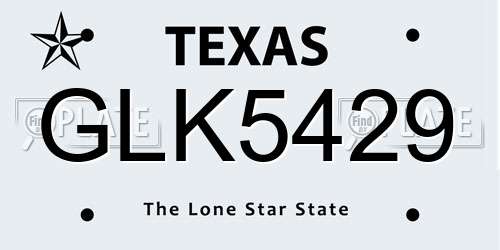 GLK5429 Texas License Plate