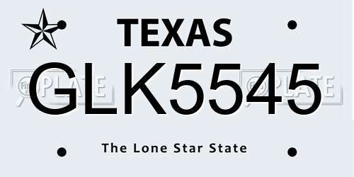 GLK5545 Texas License Plate