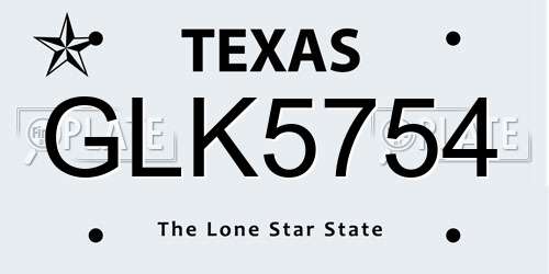 GLK5754 Texas License Plate