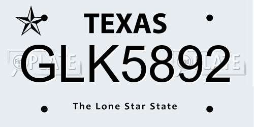 GLK5892 Texas License Plate