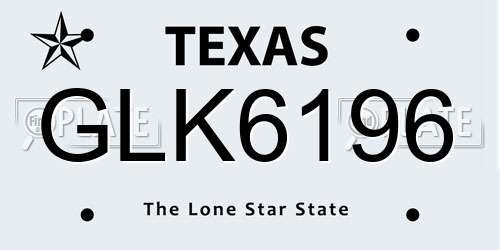 GLK6196 Texas License Plate