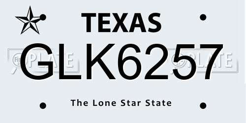 GLK6257 Texas License Plate