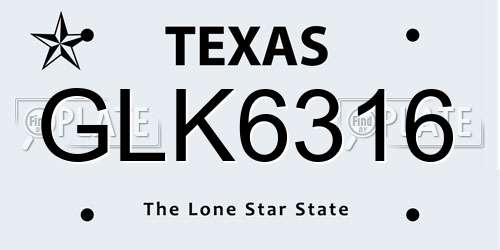 GLK6316 Texas License Plate