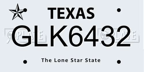GLK6432 Texas License Plate