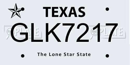 GLK7217 Texas License Plate
