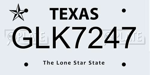 GLK7247 Texas License Plate
