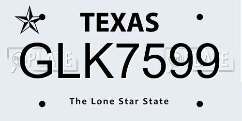 GLK7599 Texas License Plate