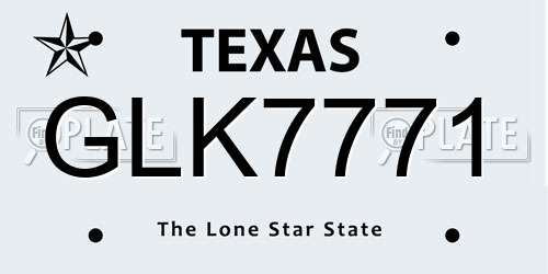 GLK7771 Texas License Plate