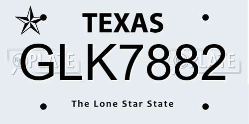 GLK7882 Texas License Plate