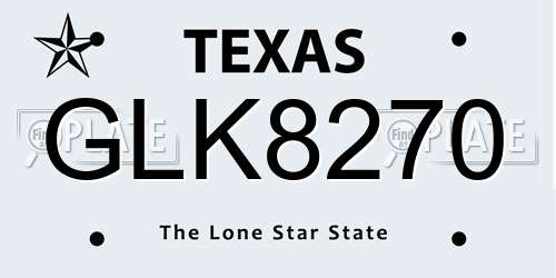 GLK8270 Texas License Plate