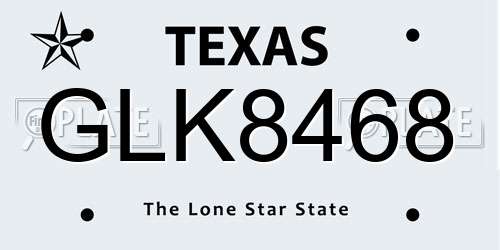 GLK8468 Texas License Plate