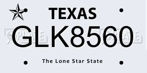 GLK8560 Texas License Plate