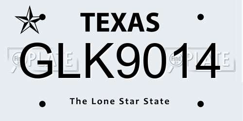 GLK9014 Texas License Plate