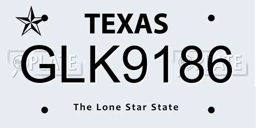 GLK9186 Texas License Plate
