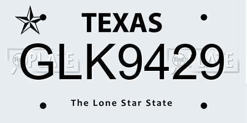 GLK9429 Texas License Plate