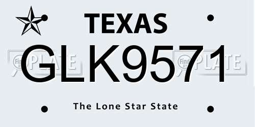GLK9571 Texas License Plate