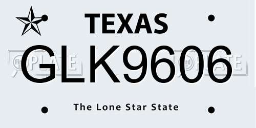 GLK9606 Texas License Plate