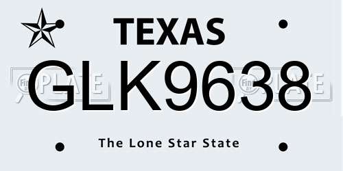 GLK9638 Texas License Plate