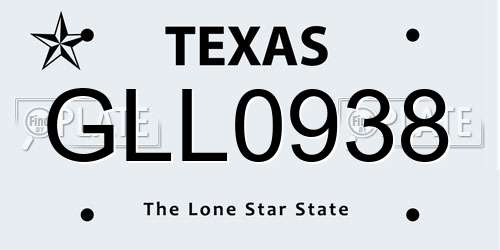 GLL0938 Texas License Plate