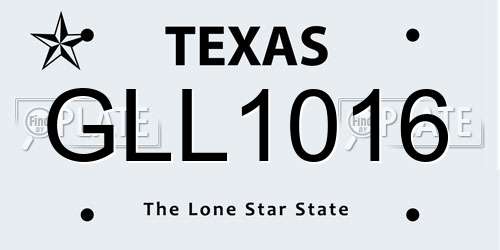 GLL1016 Texas License Plate