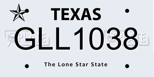 GLL1038 Texas License Plate