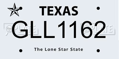 GLL1162 Texas License Plate