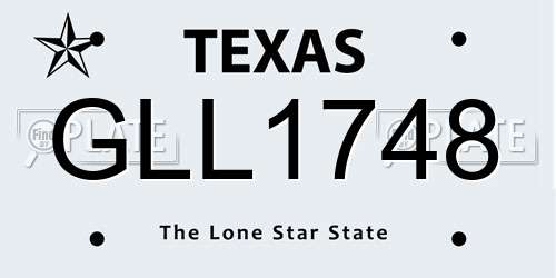 GLL1748 Texas License Plate