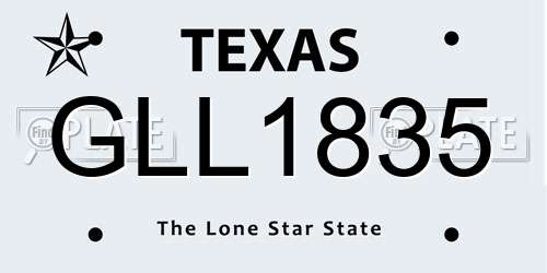 GLL1835 Texas License Plate