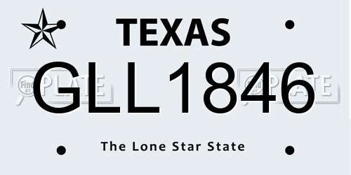 GLL1846 Texas License Plate