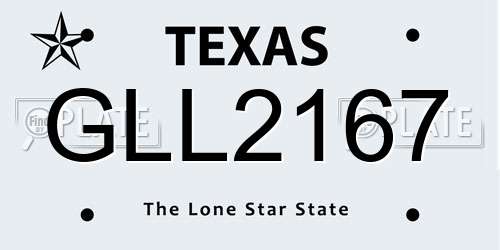 GLL2167 Texas License Plate