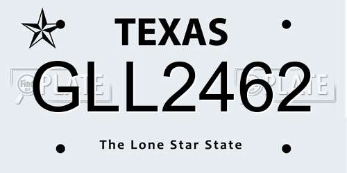GLL2462 Texas License Plate