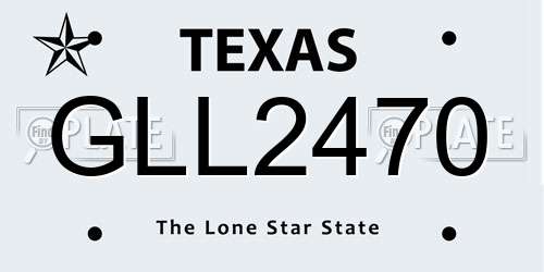 GLL2470 Texas License Plate
