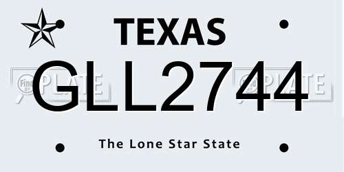GLL2744 Texas License Plate