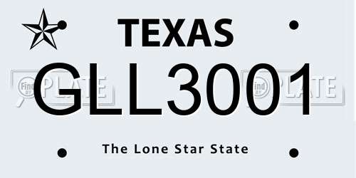 GLL3001 Texas License Plate
