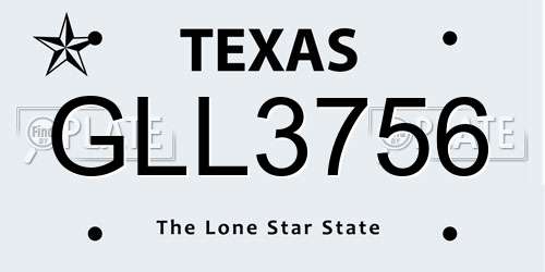 GLL3756 Texas License Plate