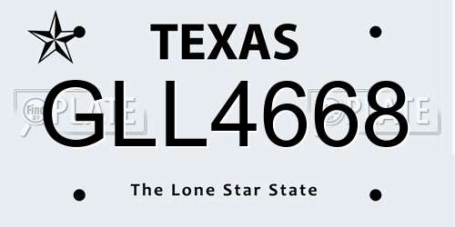 GLL4668 Texas License Plate