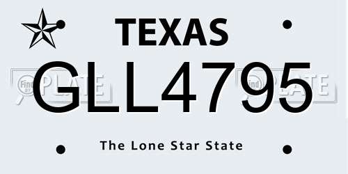GLL4795 Texas License Plate