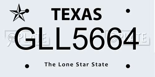 GLL5664 Texas License Plate