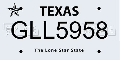 GLL5958 Texas License Plate